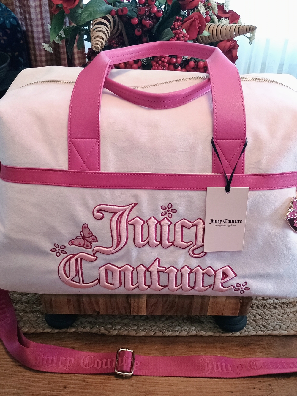 Juicy Couture Light Pink and Bright Pink Juicy Couture Logo  Duffel Bag